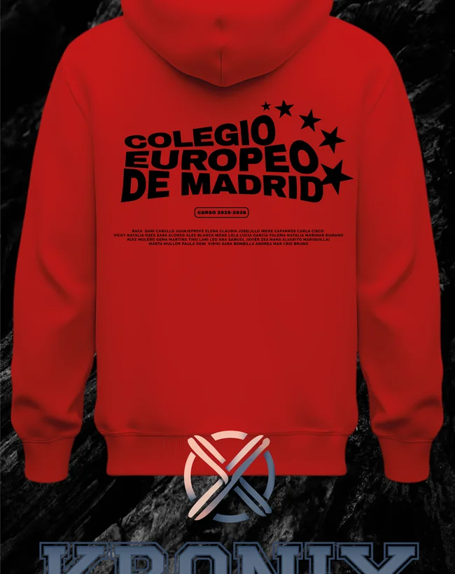 Diseño de promoción escolar aplicado a una sudadera