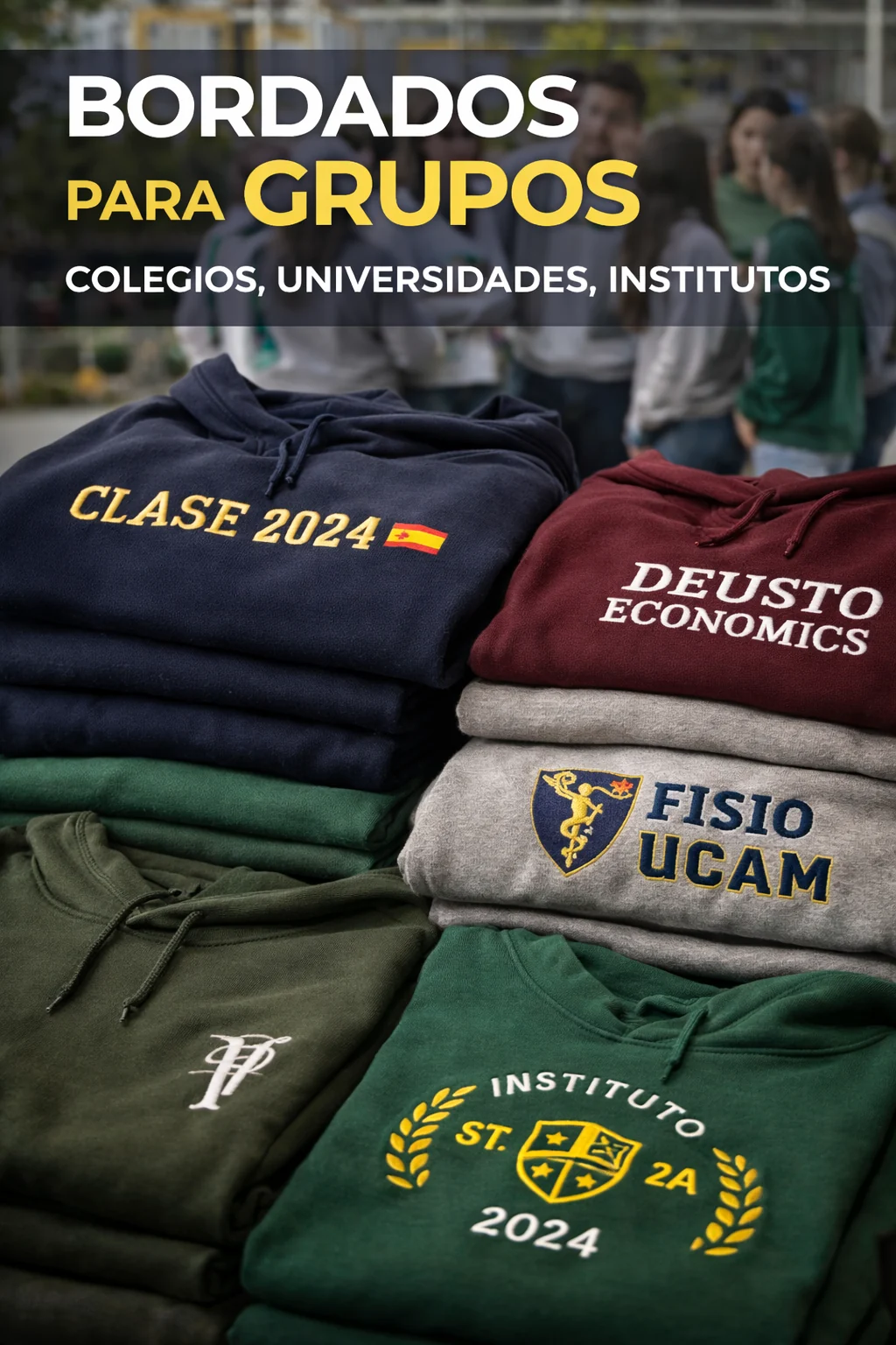 Detalle de bordado aplicado sobre una sudadera