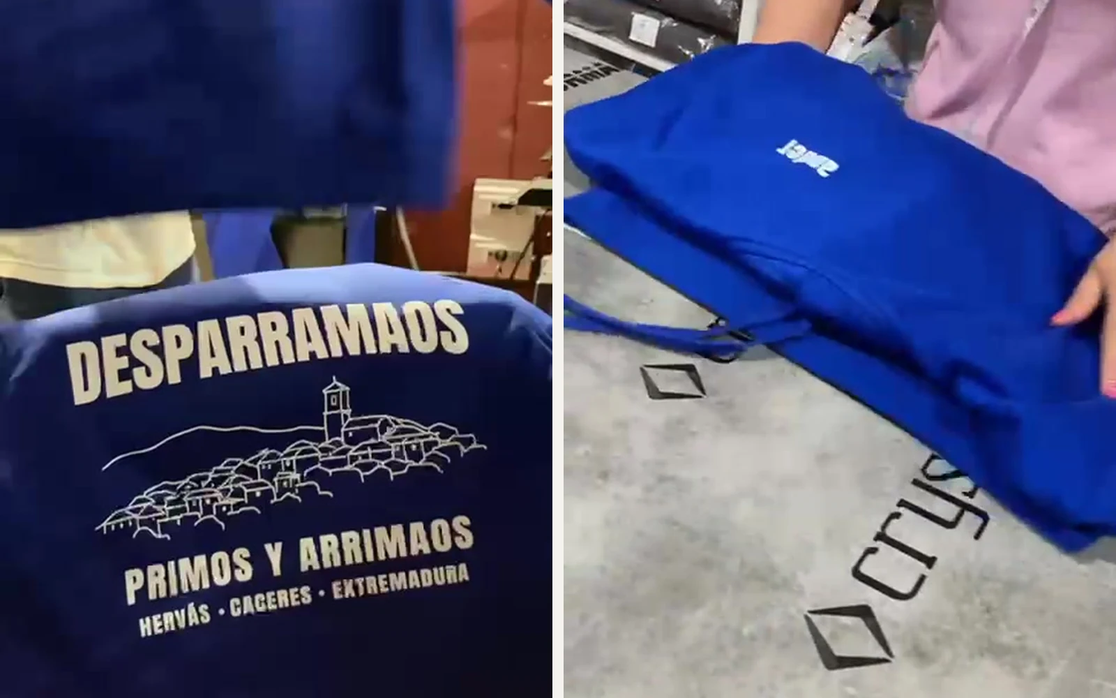 Lote real de sudaderas de grupo preparado en taller para optimizar producción y coste