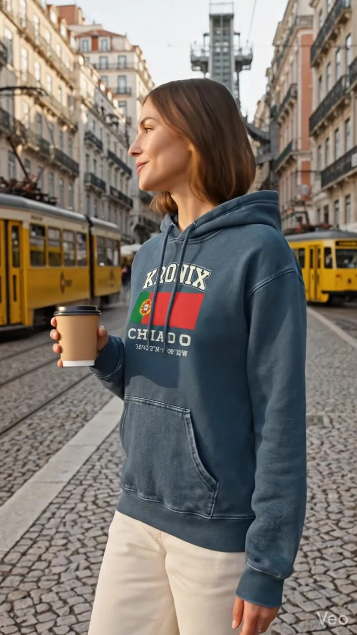 Sudadera personalizada fotografiada durante un viaje internacional